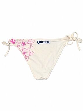 Vintage Y2K Corona Extra Bikini Bottom L Pink Hibiscus Tie Side